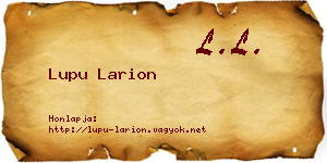 Lupu Larion névjegykártya